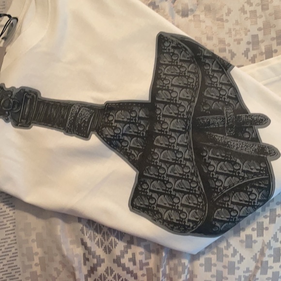White Dark Grey Dior Shirt with Saddle Bag Print